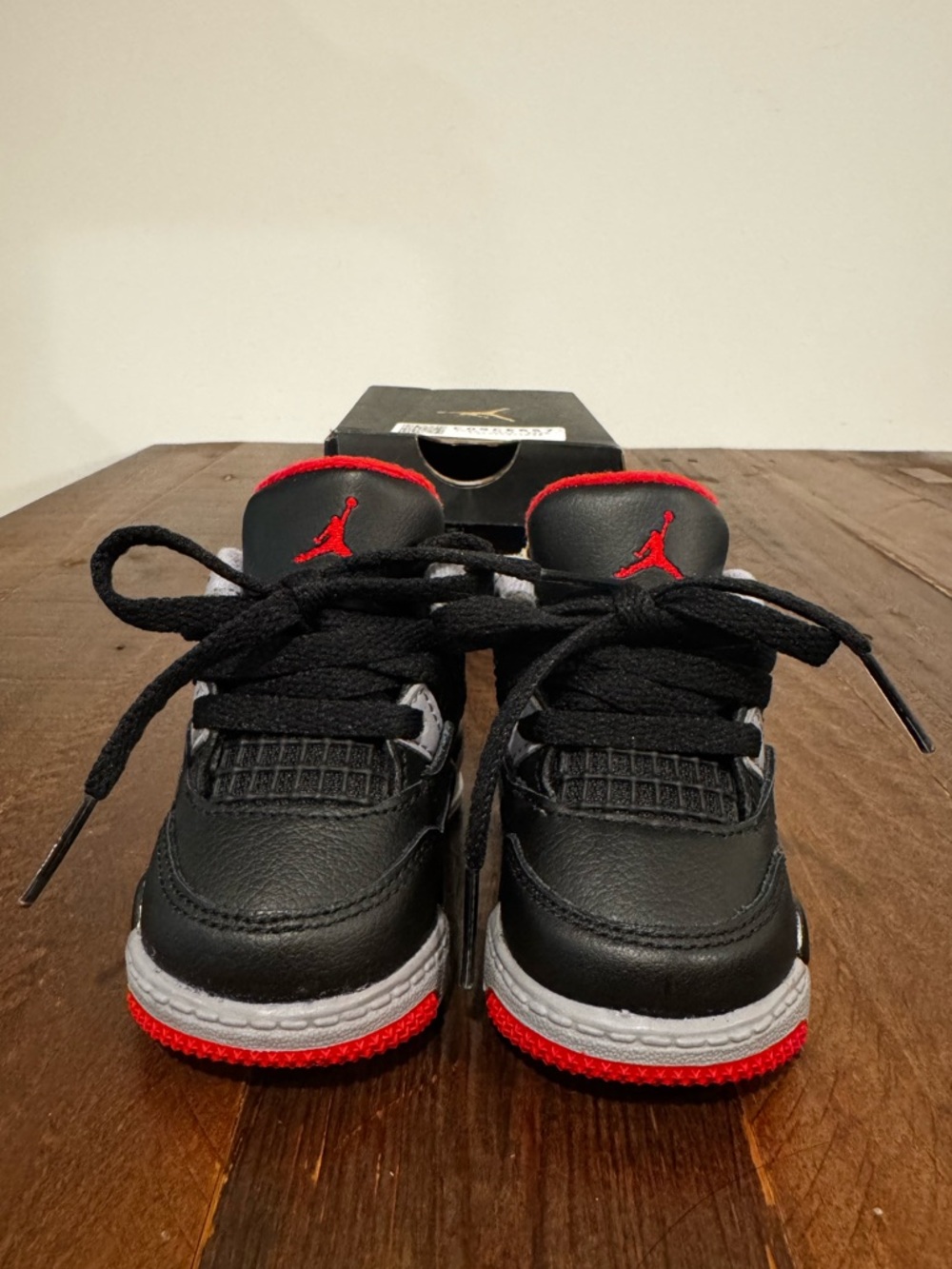 Jordan 4 Retro (TD) Black/Fire Red-Cement Grey - Sz 2c Toddler Boys